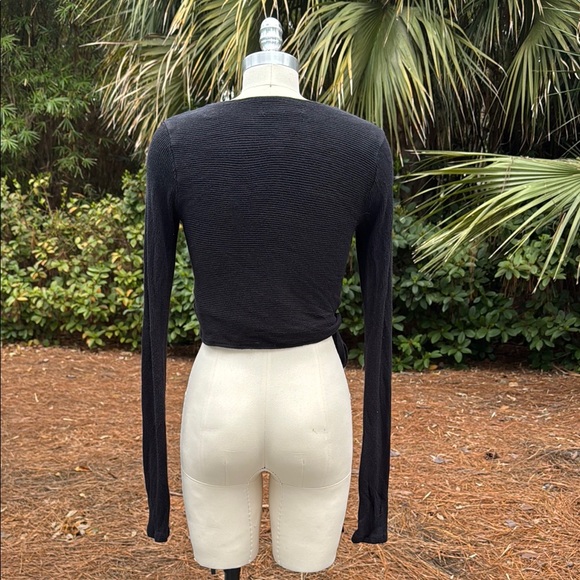 Spiritual Gangster black ribbed wrap sweater size small - Picture 2 of 6
